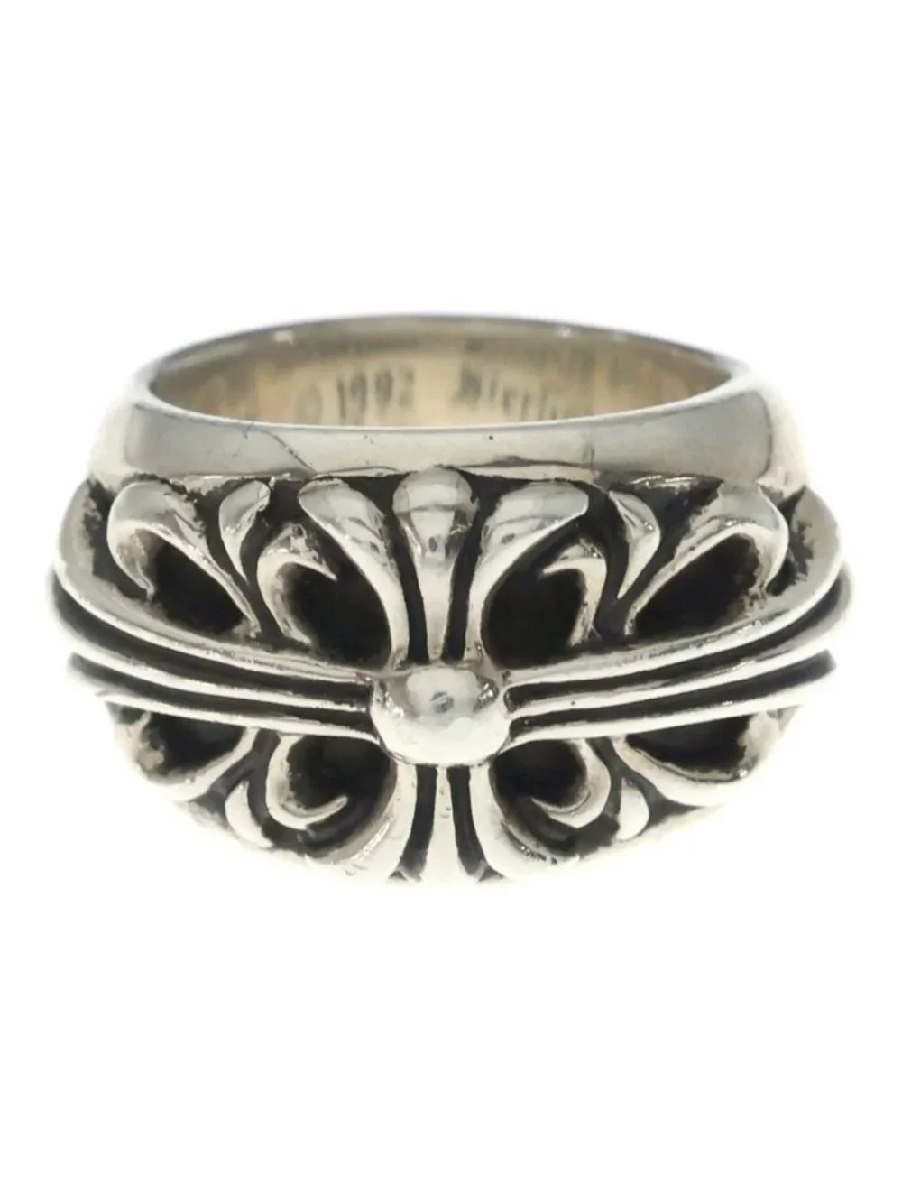 Chrome Hearts Flrl Crs Floral Cross Ring Silver